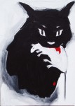 Cat & Rat, 2014, acrylic/paper on canvas, 70×50 cm