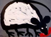 Крыса на сером фоне, 2013, акрил на бумаге, 86х61 см