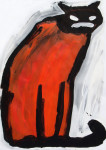 Красный Кот, 2012, тушь и акрил на бумаге, 86х61 см