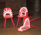 Little Red Riding Hood, 2009, 3 chairs painted with enamel