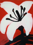 Лилия на красном, 2014, акрил/бумага на планшете, 80х60 см