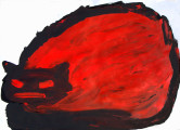 Красный кот, 2012, акрил, тушь/бумага, 61х86 см