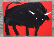 Corrida (Black Bull), 2015, acrylic / paper on canvas, 50×70 cm