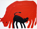 Красная корова, 2015, бумага на холсте/акрил, 36х45 см