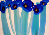 Blue Irises, 2018, 61×86 cm, paper/acrylic